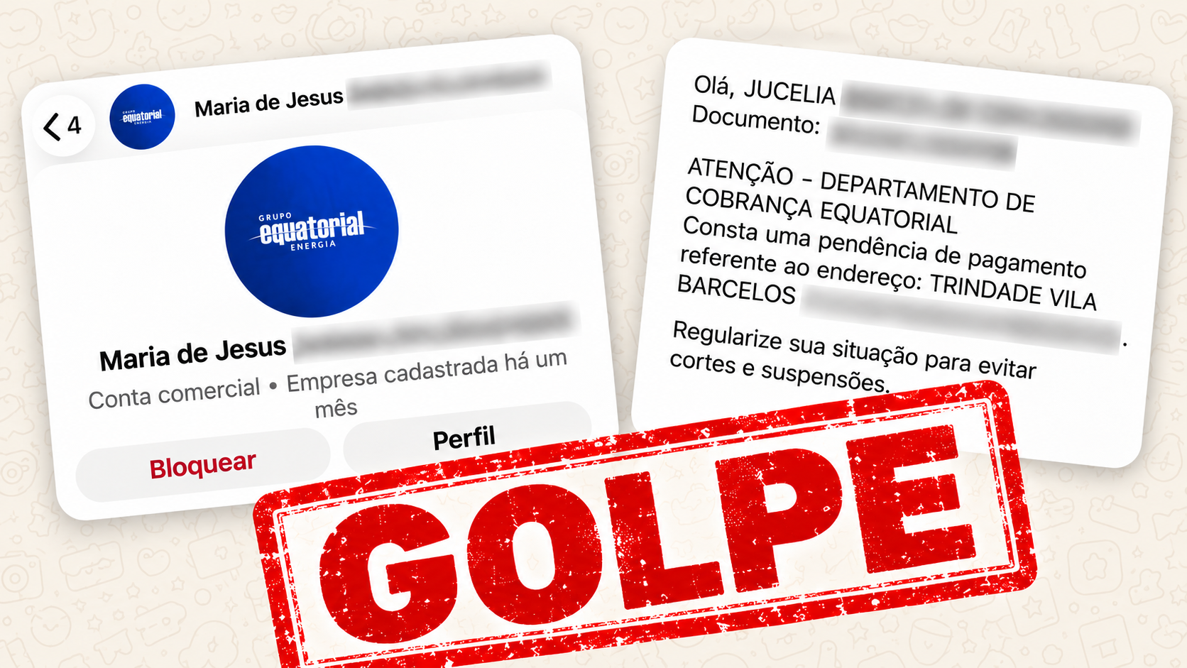 Golpe usa nome da Equatorial para cobrar dívidas falsas de moradores de Trindade (GO)